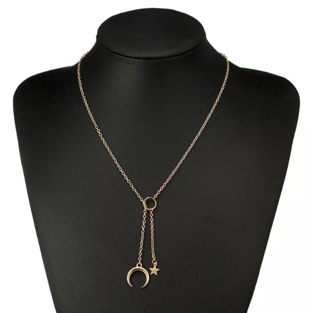 ‼️3/$30 Boho Lariat Star Moon Dainty Gold Necklace - Picture 2 of 5